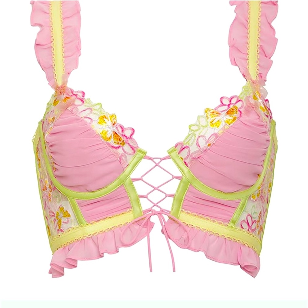 FOR LOVE & LEMONS X VICTORIA’S SECRET Sunset Butterfly Ruffle Bustier - Picture 5 of 13
